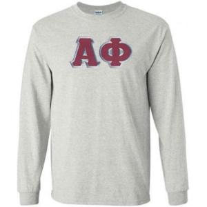 Greekgear Alpha Phi Lettered Long Sleeve Tee(Sports Grey)
