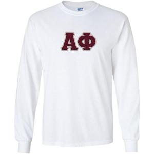 Greekgear Alpha Phi Lettered Long Sleeve Tee(White)