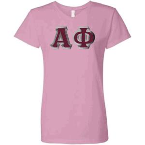 Greekgear Alpha Phi Lettered V Neck Tee(Light Pink)