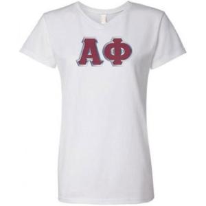 Greekgear Alpha Phi Lettered V Neck Tee(White)
