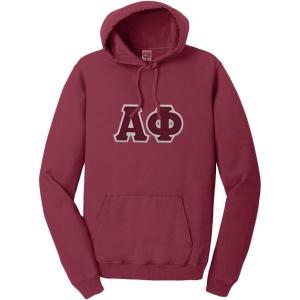 Greekgear Alpha Phi Pigment-Dyed Lettered Hooded Sweatshirt(Merlot)