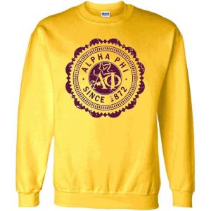 Greekgear Alpha Phi Seal Crew Neck Sweatshirt(Gold)