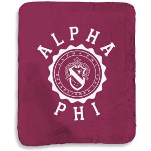 Greekgear Alpha Phi Seal Sherpa Lap Blanket Maroon