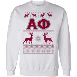 Greekgear Alpha Phi Ugly Christmas Sweater Crewneck Sweatshirt(White)