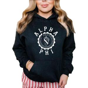 Greekgear Alpha Phi Unisex College Seal Hoodie(Black)