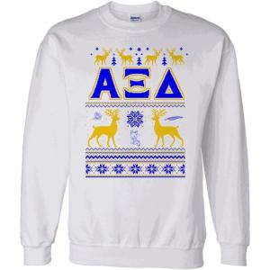Greekgear Alpha XI Delta Ugly Christmas Sweater Crewneck Sweatshirt(White)