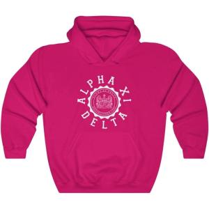 Greekgear Alpha Xi Delta Unisex College Seal Hoodie(Heliconia)
