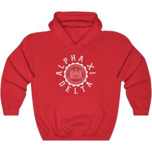 Greekgear Alpha Xi Delta Unisex College Seal Hoodie(Red)