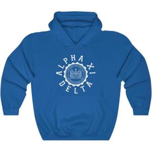 Greekgear Alpha Xi Delta Unisex College Seal Hoodie(Royal)