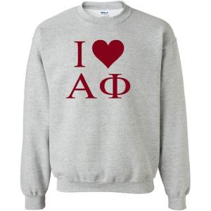 I Love Alpha Phi Crewneck Sweatshirt(Light Grey)