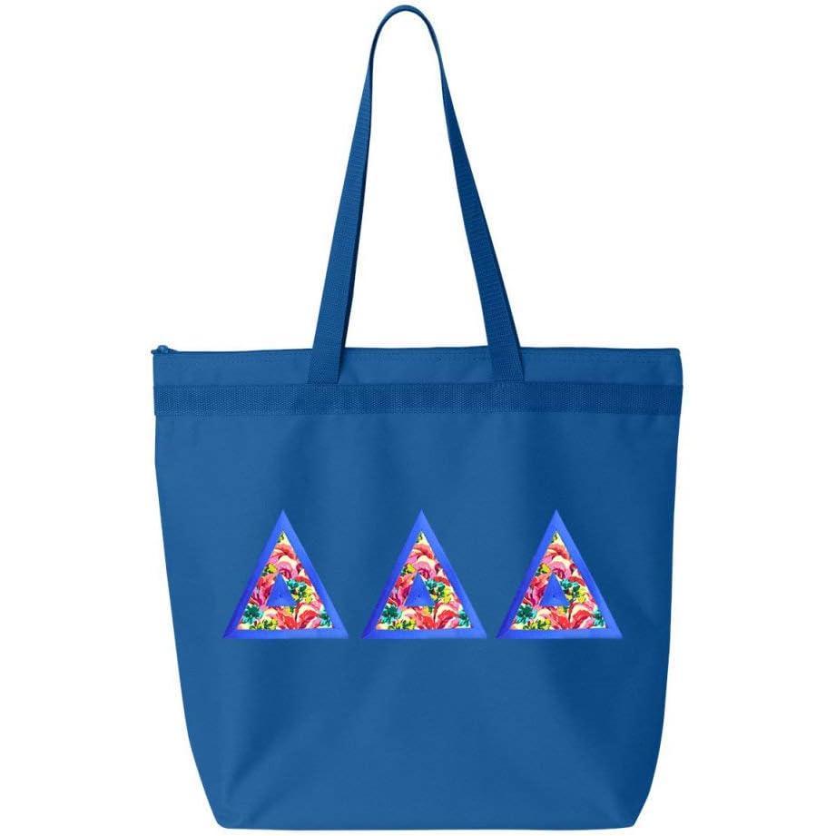 imageGreekgear Delta Delta Delta Custom Satin Stitch Tote BagRoyal Blue