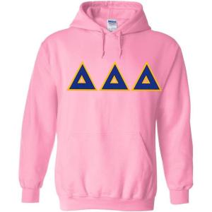 Greekgear Delta Delta Delta Lettered Hooded Sweatshirt(Light Pink)