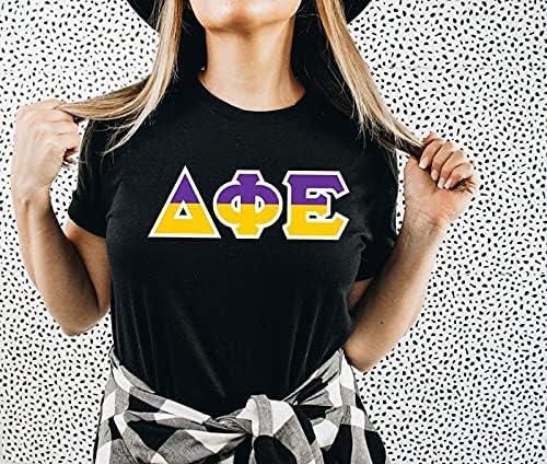 imageDelta Phi Epsilon DPHIE Two Tone Greek Lettered TShirtBlack
