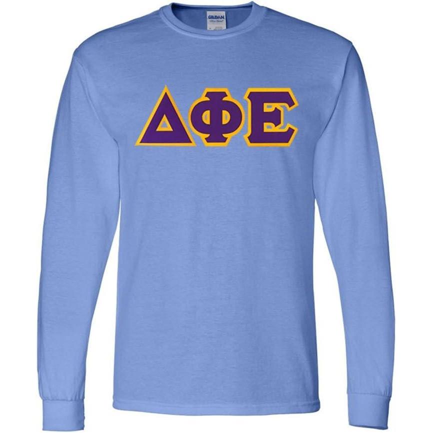 imageDelta Phi Epsilon Lettered Long Sleeve TeeLight Blue