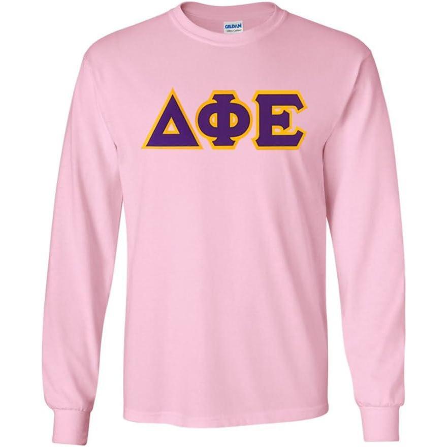 imageDelta Phi Epsilon Lettered Long Sleeve TeeLight Pink