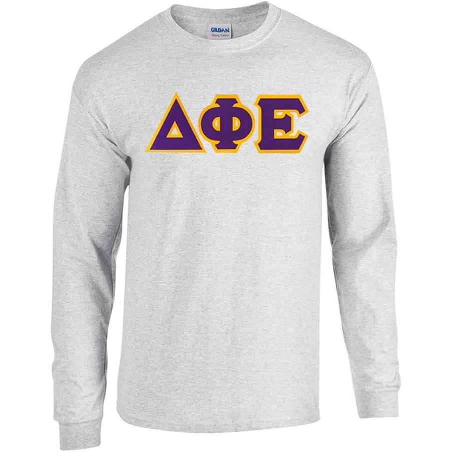 imageDelta Phi Epsilon Lettered Long Sleeve TeeSports Grey