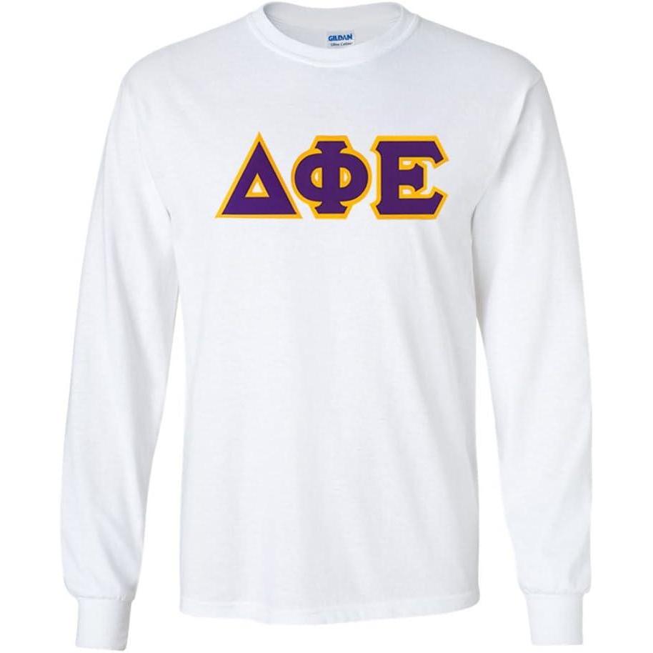 imageDelta Phi Epsilon Lettered Long Sleeve TeeWhite