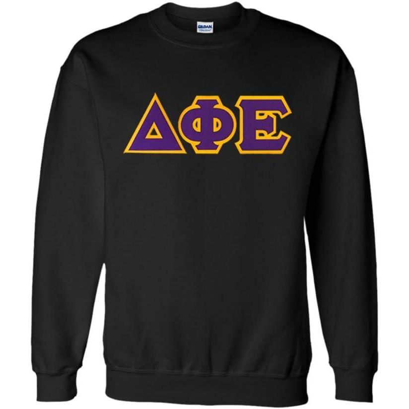 imageGreekgear Delta Phi Epsilon Lettered CrewneckBlack