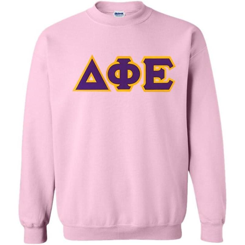 imageGreekgear Delta Phi Epsilon Lettered CrewneckLight Pink