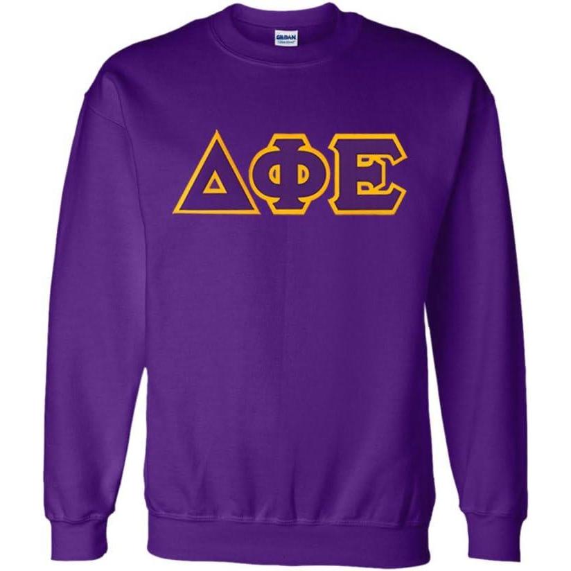 imageGreekgear Delta Phi Epsilon Lettered CrewneckPurple