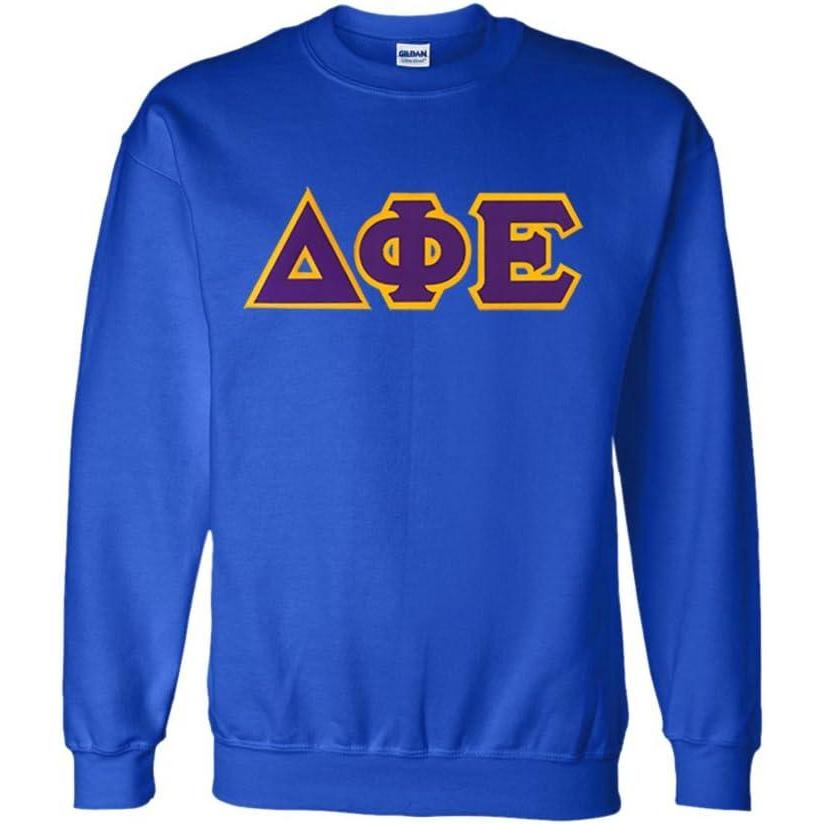 imageGreekgear Delta Phi Epsilon Lettered CrewneckRoyal Blue