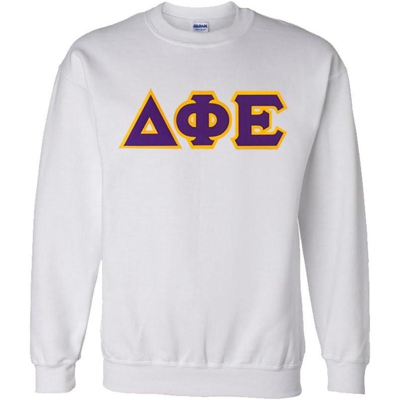 imageGreekgear Delta Phi Epsilon Lettered CrewneckWhite