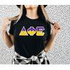 Delta Phi Epsilon DPHIE Two Tone Greek Lettered T-Shirt(Black)
