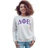 Delta Phi Epsilon DPHIE Arched Greek Lettered Crewneck Sweatshirt(Light Grey)