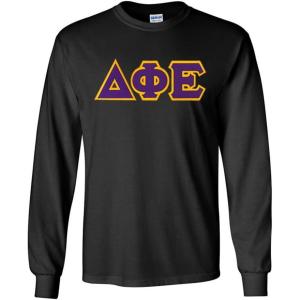 Delta Phi Epsilon Lettered Long Sleeve Tee(Black)
