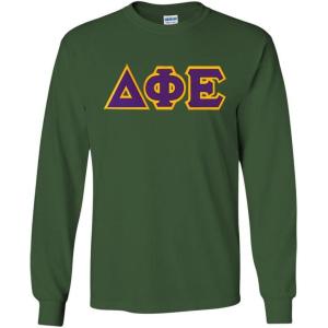 Delta Phi Epsilon Lettered Long Sleeve Tee(Forest Green)