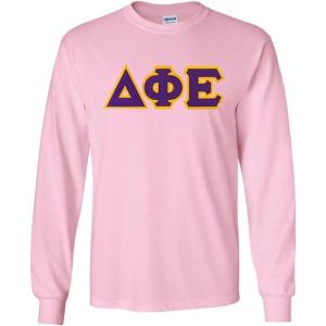 Delta Phi Epsilon Lettered Long Sleeve Tee(Light Pink)