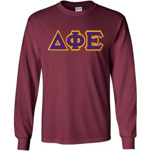 Delta Phi Epsilon Lettered Long Sleeve Tee(Maroon)