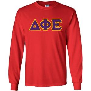 Delta Phi Epsilon Lettered Long Sleeve Tee(Red)