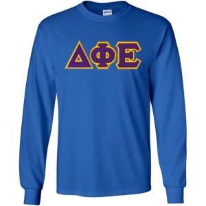 Delta Phi Epsilon Lettered Long Sleeve Tee(Royal Blue)