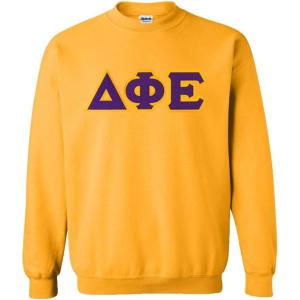 Greekgear Delta Phi Epsilon Lettered Crewneck(Athletic Gold)
