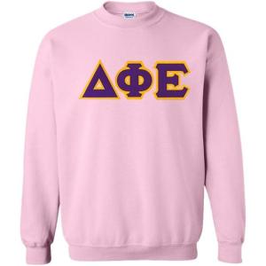 Greekgear Delta Phi Epsilon Lettered Crewneck(Light Pink)