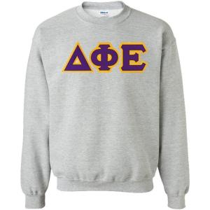 Greekgear Delta Phi Epsilon Lettered Crewneck(Sports Grey)