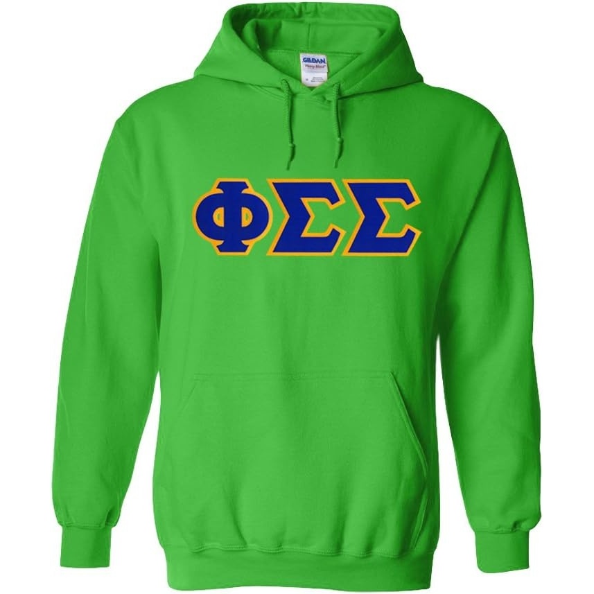 imageGreekgear Phi Sigma Sigma Lettered Hooded SweatshirtIrish Green