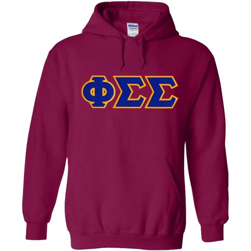 imageGreekgear Phi Sigma Sigma Lettered Hooded SweatshirtMagenta Pink
