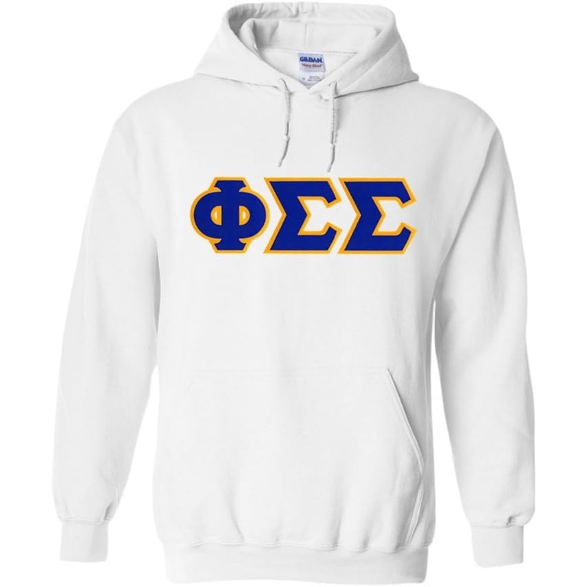 imageGreekgear Phi Sigma Sigma Lettered Hooded SweatshirtWhite