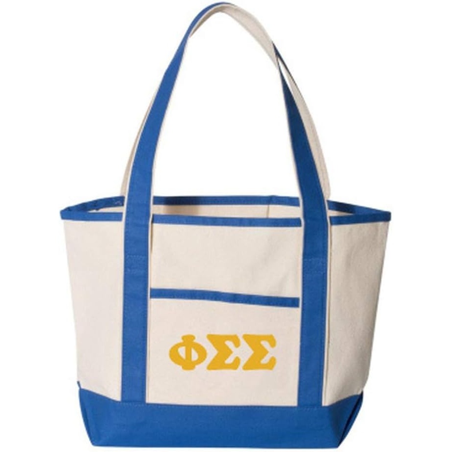imagePhi Sigma Sigma Sailing Tote BagNatural Royal Blue