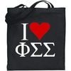 Greekgear Phi Sigma Sigma I Love Tote Bags(Black)
