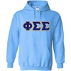 Greekgear Phi Sigma Sigma Lettered Hooded Sweatshirt(Light Blue)