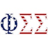 Phi Sigma Sigma American Flag Greek Letter Sticker – 2.5″ Tall