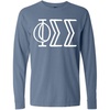 Phi Sigma Sigma Greek Long Sleeve T-Shirt(Washed Denim)