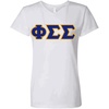 Phi Sigma Sigma Lettered V Neck Tee(Bright White)