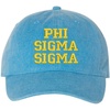 Phi Sigma Sigma Pigment Dyed Baseball Cap(Royal Caribe W/Light Gold Thread Color)