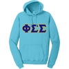 Phi Sigma Sigma Pigment-Dyed Lettered Hooded Sweatshirt(Tidal Wave)