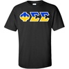 Phi Sigma Sigma Two Tone Greek Lettered T-Shirt(Black)
