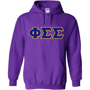 Greekgear Phi Sigma Sigma Lettered Hooded Sweatshirt(Purple)